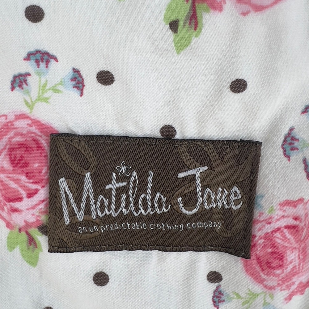 Matilda Jane Girls Size 10 Floral Patchwork Tiered Knot Dress Pink Blue Brown - Picture 5 of 12